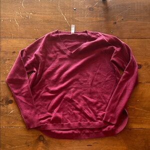 Elegant V-Neck Long Sleeve Top - Burgundy